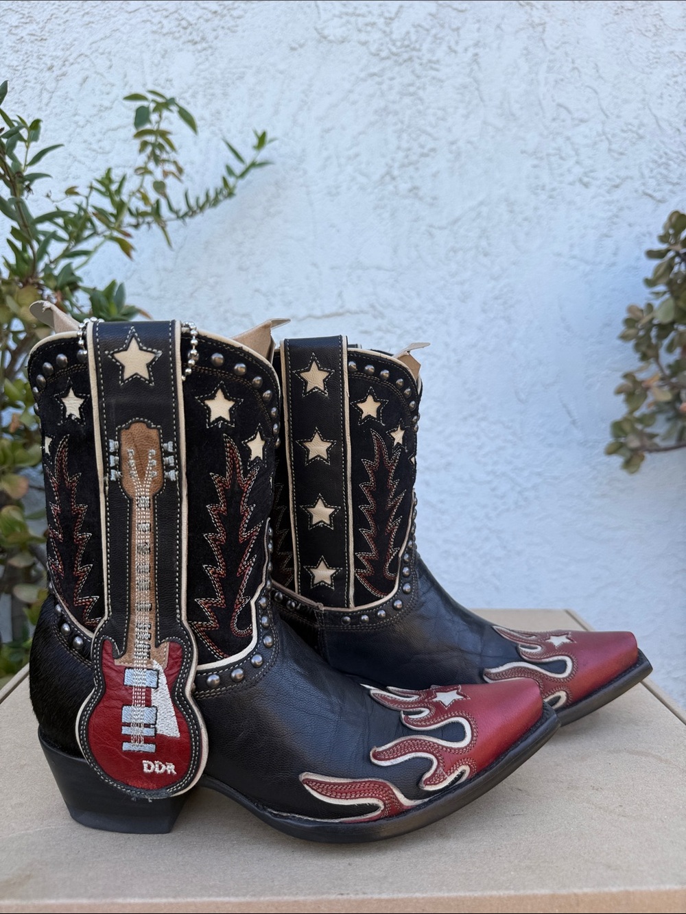 Double D Ranch Ring of Fire Boots Black Vesuvio Goat Size 7 Old Gringo